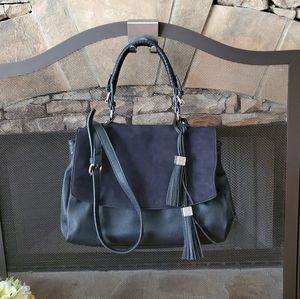 Faux Leather/Suede Shoulder Bag